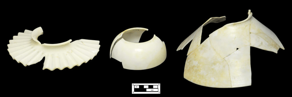 Examples of opaque white shades: fluted shade (Cat # 4.24.468), dome-shaped shade (Cat # 4.24.466), large ring top shade (Cat # 4.24.470). 
