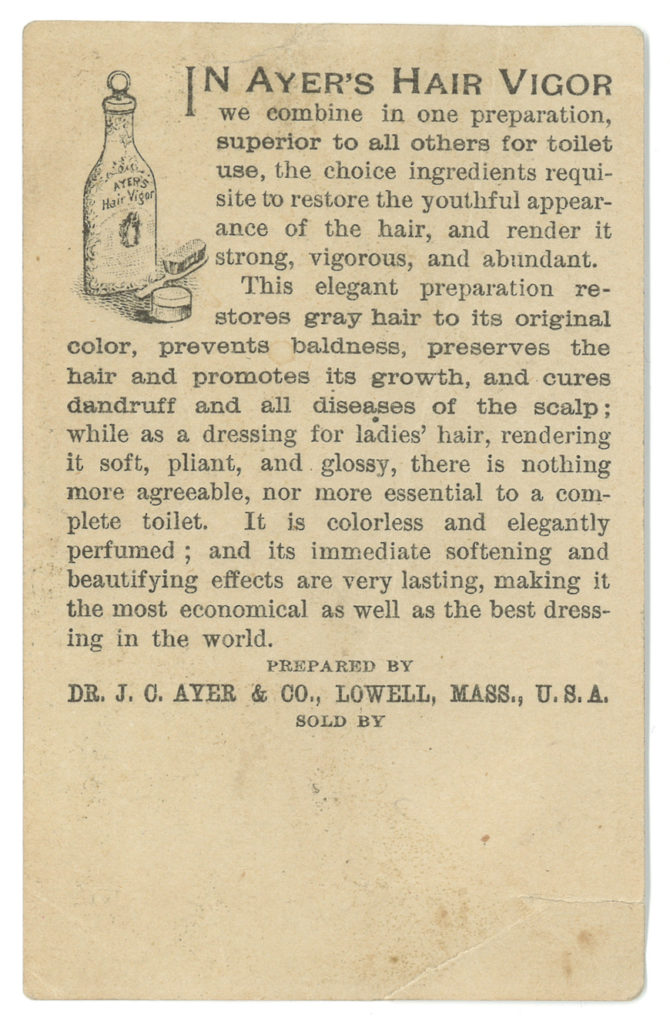 Text from the back of Ayer’s trade card. 